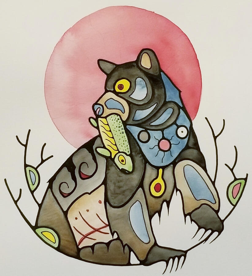 Angling Black Bear. 277mm x 300mm unmounted. $400.00