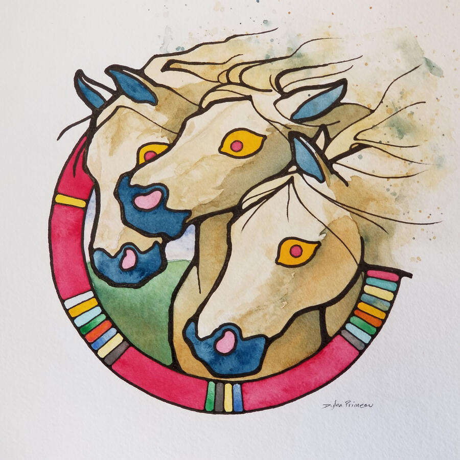 Pharaohs Horses 203mm x 203mm unmounted. $200.00