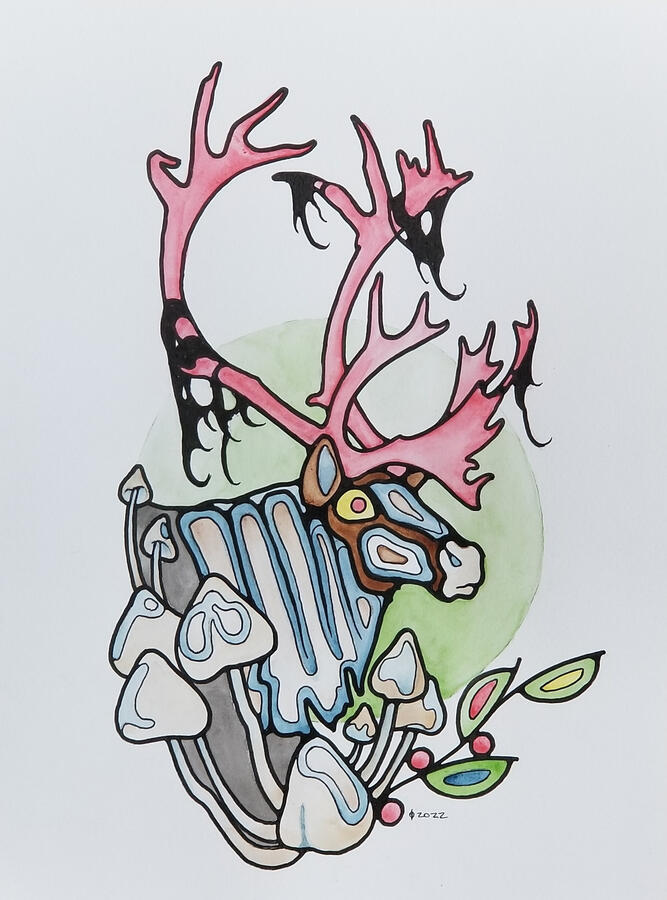 Crimson Caribou. 210mm x 290mm unmounted. $400.00