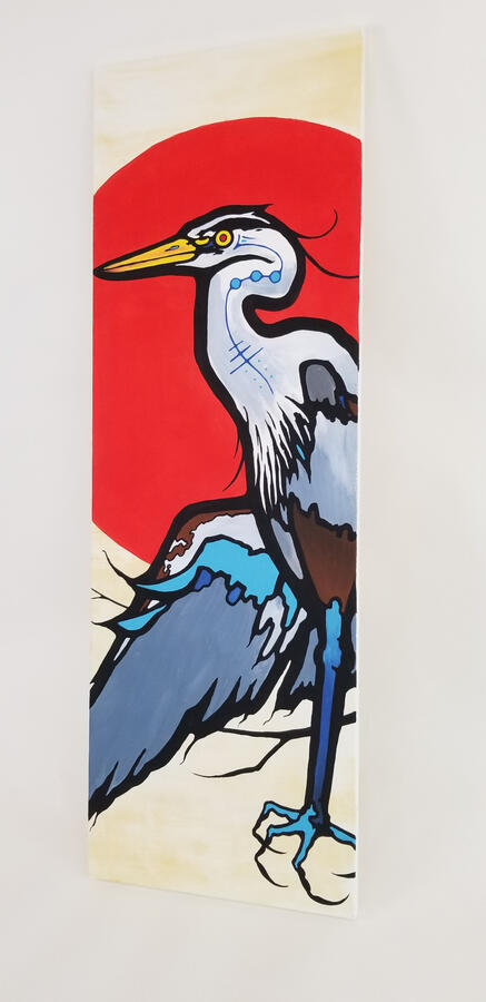Great Blue Heron, Sunning. 915mm x 305mm Acrylic on canvas. $900.00 SOLD