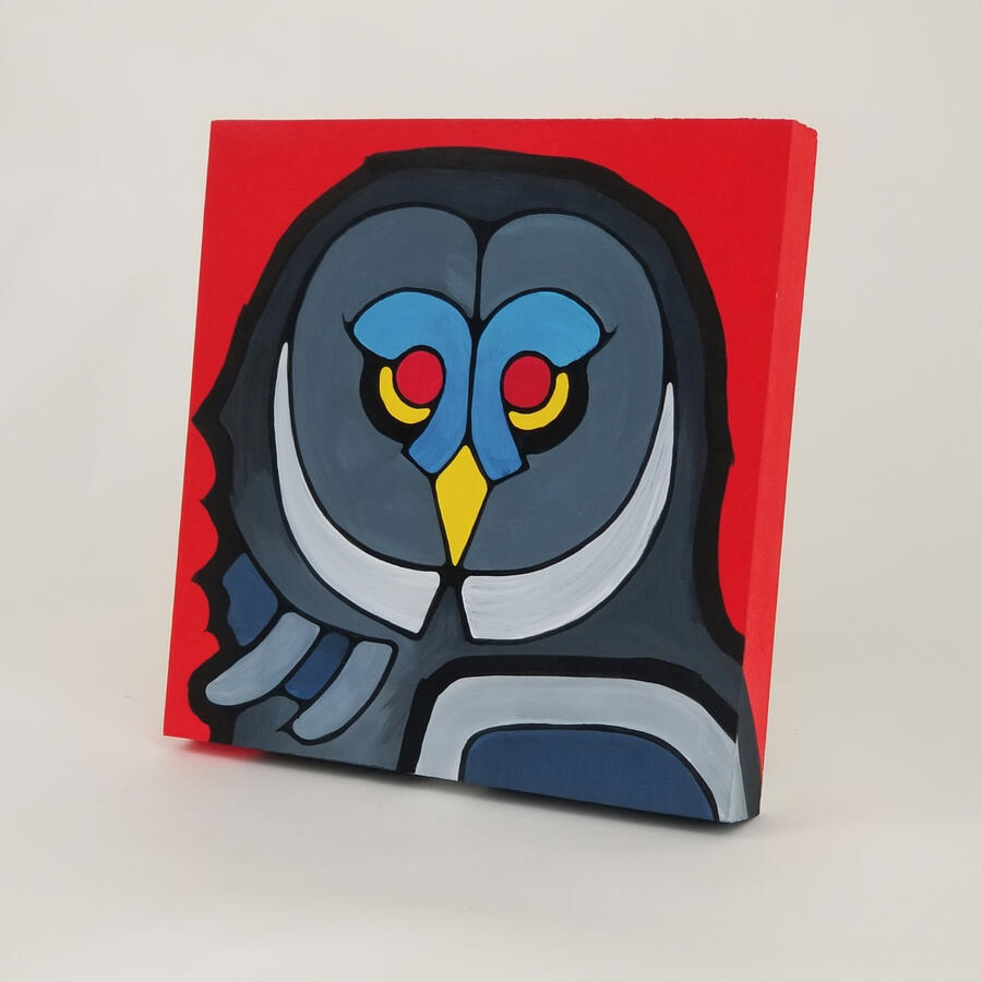 Great grey owl. 203mm x 203mm x 19mm Acrylic on wood panel. $200.00 SOLD